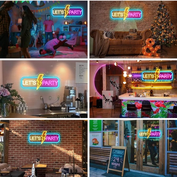 Lets Party Neon Sign, Dimmable Neon Lights Signs for Wall Decor, LED Neon Signs, - Picture 8 of 11